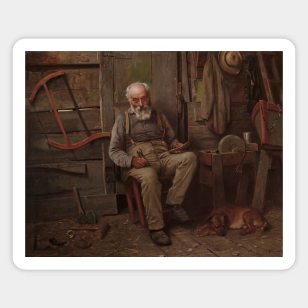 Boat Builder by John George Brown Magnet by Classic Art Stall